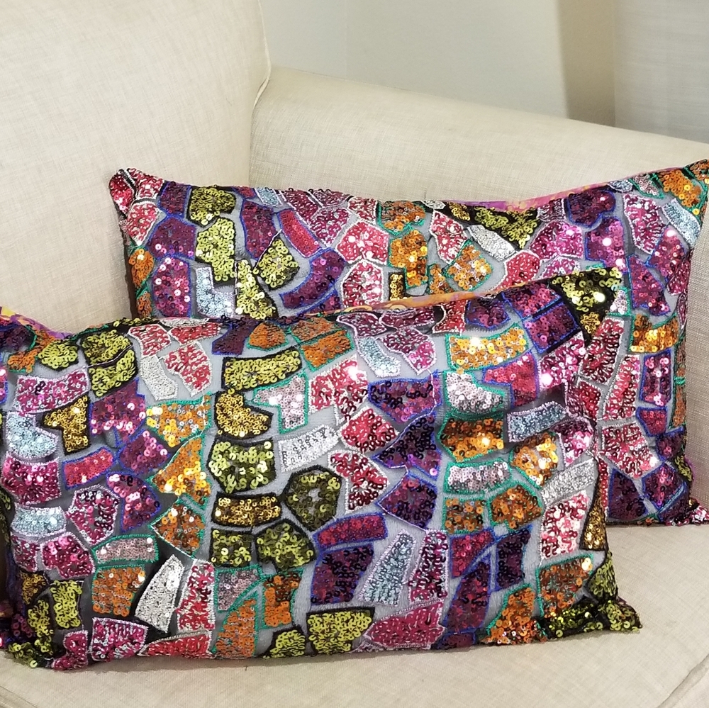 Bold Sequin-Batik Accent Pillow cases